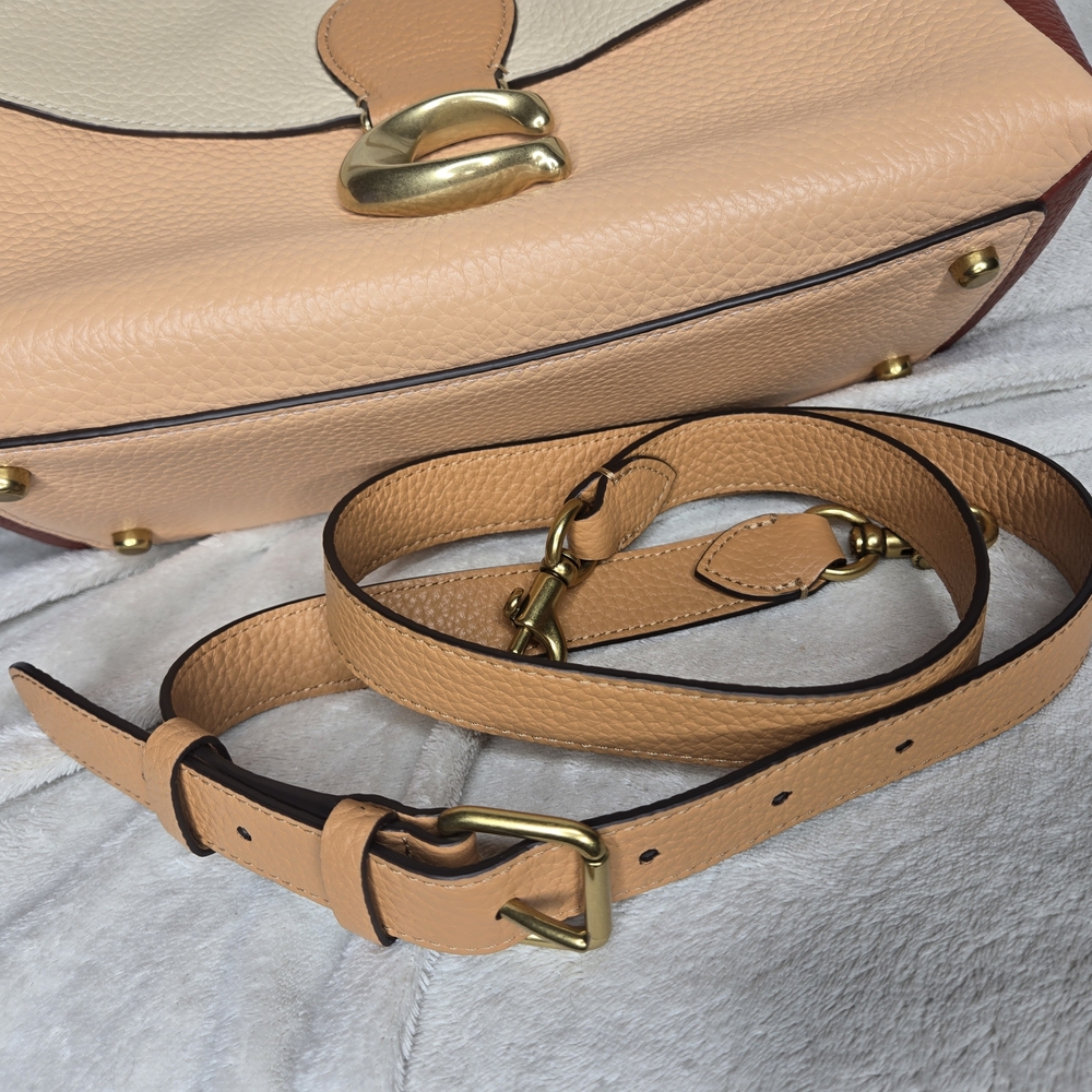 Coach May Shoulder Bag 4613 Colorblock Pebble Leather Mint Condition Ivory Blush - Picture 6 of 9